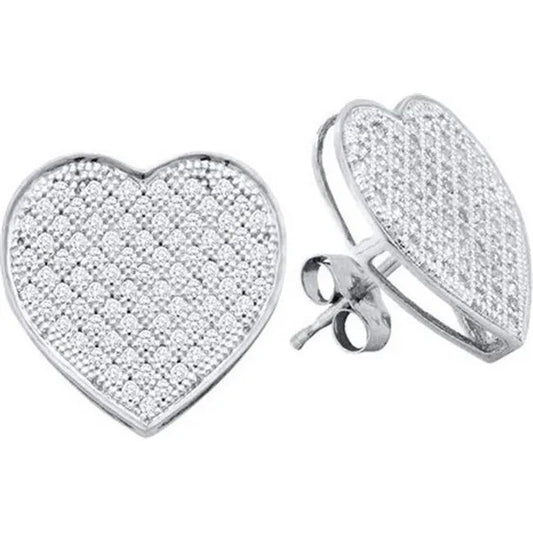 0.05Ctw Diamond Heart Earrings - 10KWG