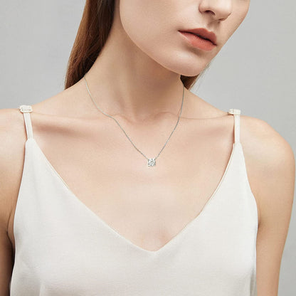 Moissanite Diamond Necklace, Diamond Pendant Necklace for Women, 18K White Gold