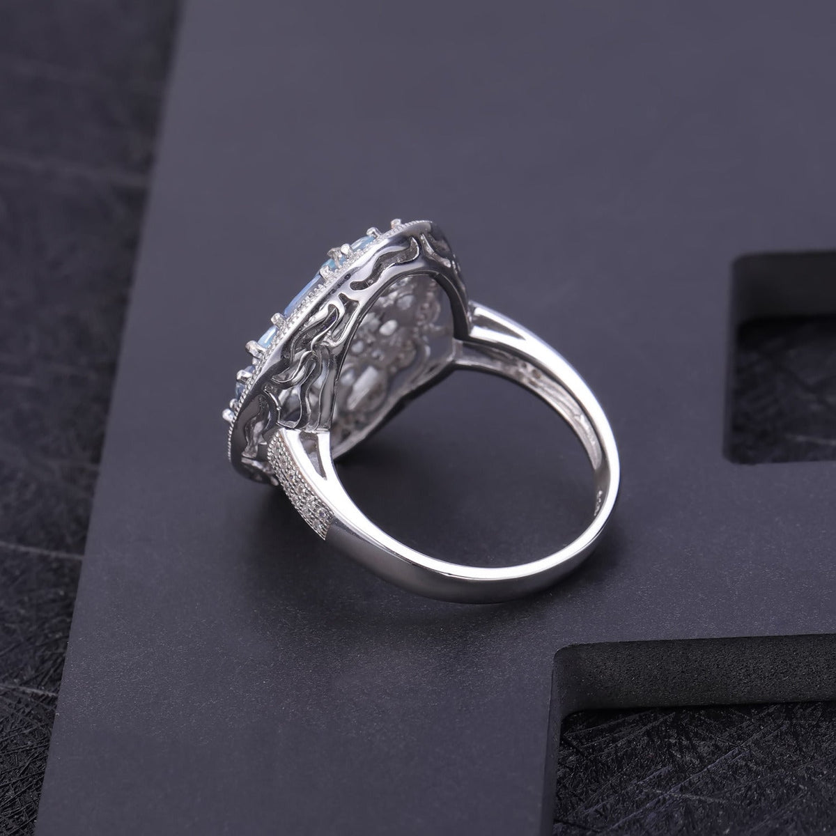 Gemstone Ring Women European and American Retro Natural Stone Topaz Crystal Ring