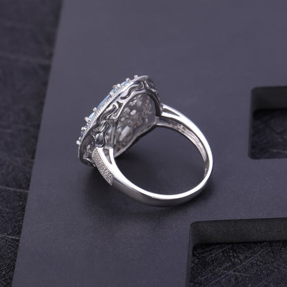 Gemstone Ring Women European and American Retro Natural Stone Topaz Crystal Ring