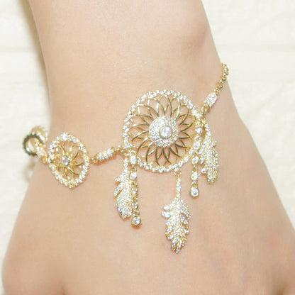S925 Sterling Silver Women'S Diamond Set Dream Catcher Bracelet