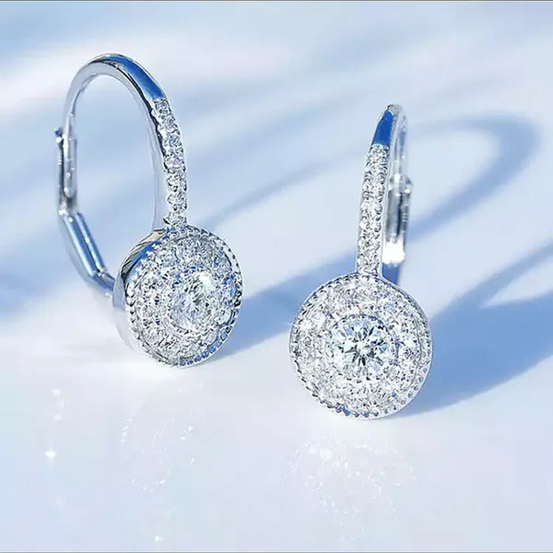 Trendy 925 Sterling Silver Micro Pave Diamond Drop Earring for Women Romantic En