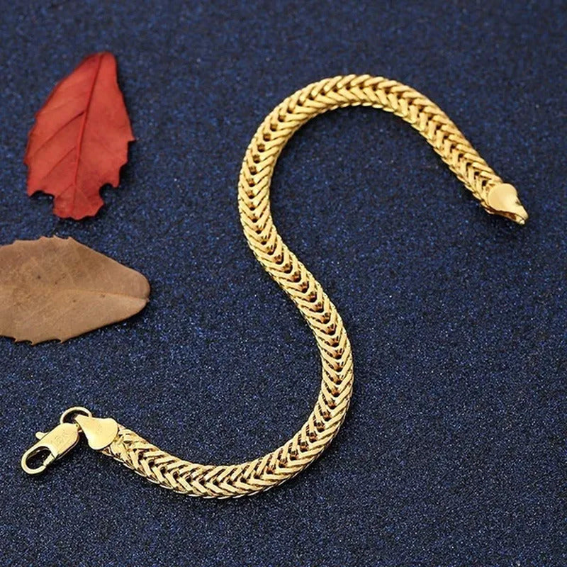 1/2/3Pcs 18K Solid Yellow Gold Bracelet Chain for Men Jewelry Women Jewelry 205M