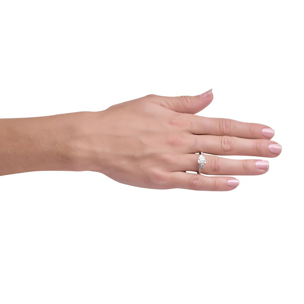 10K Yellow Gold 1 Carat Emerald-Cut Simulated Diamond CZ Engagement Wedding Anni