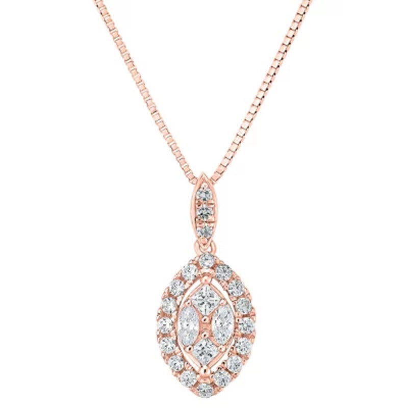 0.23 CT. T.W. Composite Diamond Marquise Frame Pendant in 14K Gold