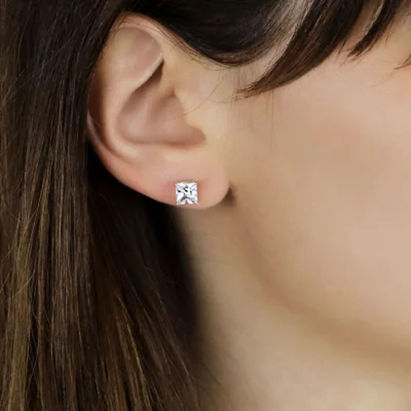 14K Gold Lab-Created White Sapphire Boxed Earring Set, Choose Shape