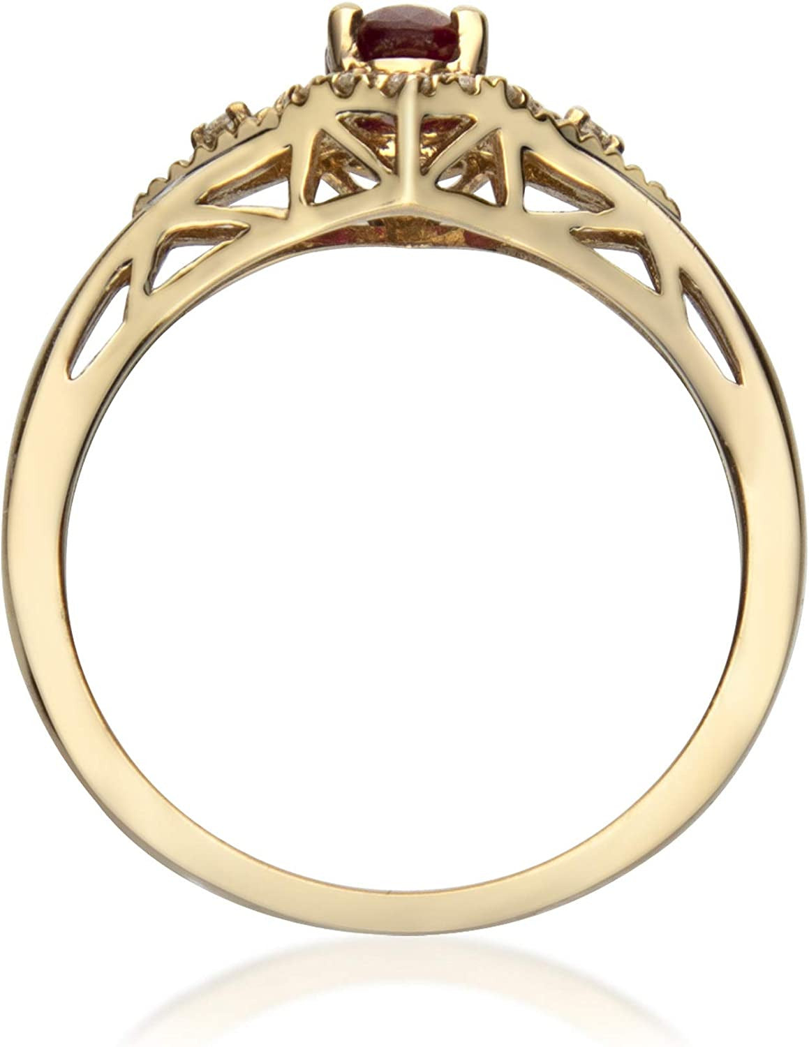 10K Yellow Gold Mozambique Genuine Ruby Ring with Diamonds for Women | Ethically