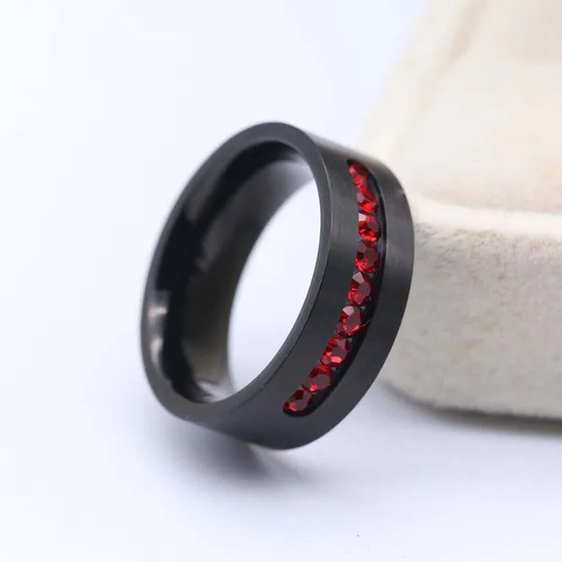 Sz6-12 (TWO RINGS) Couple Rings Black and Red Ring Titanium Steel Wedding Band R