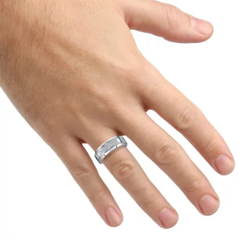 Mens 1/5 CT. T.W. Diamond Wedding Band in Tungsten Carbide