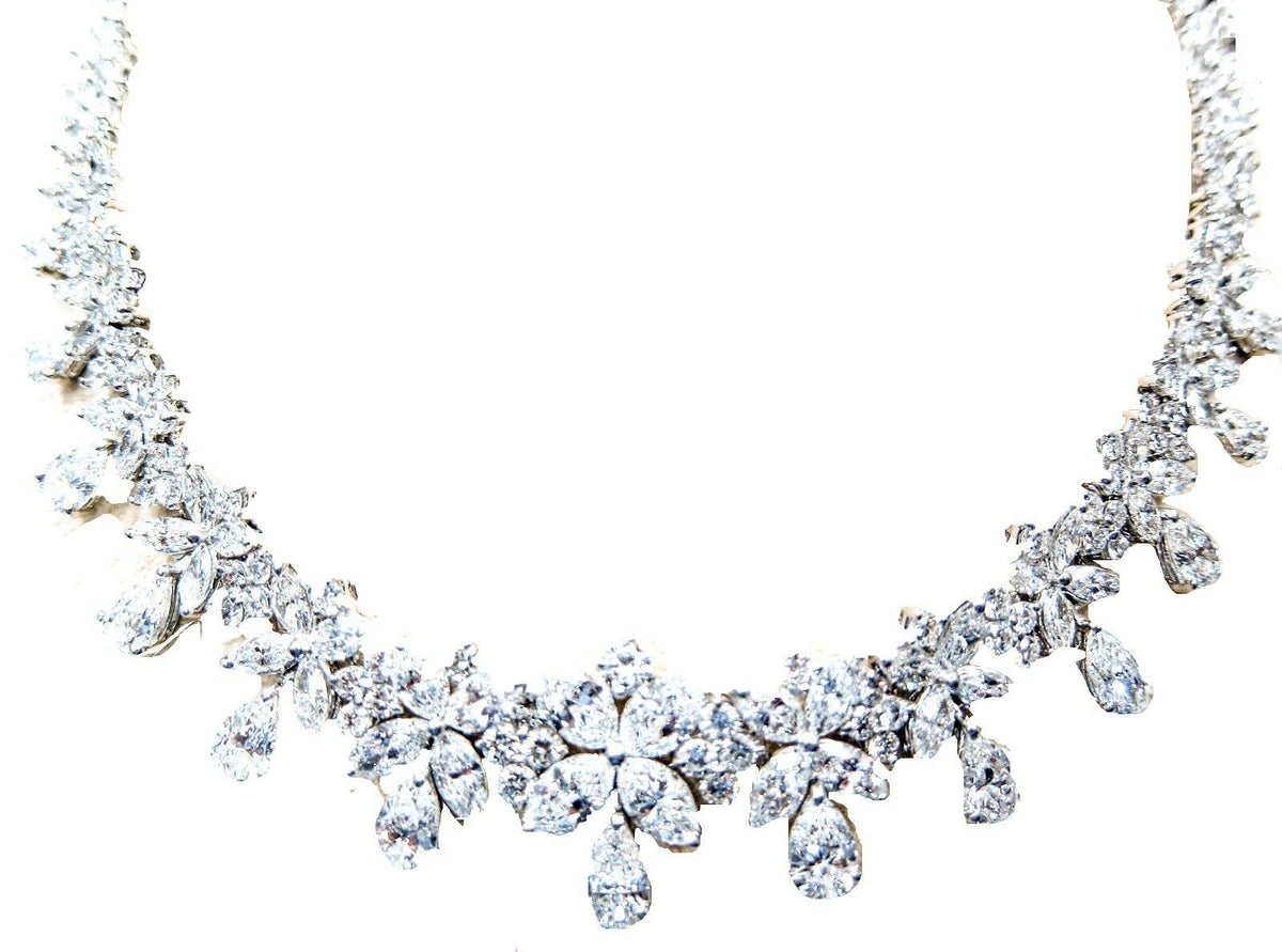 Diamond pear shape marquise round brilliant diamond shape diamond set necklace