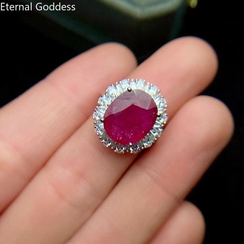 Ruby Ring 100% Natural Stone Fashion 925 Sterling Silver Ruby Wedding Ring Gift