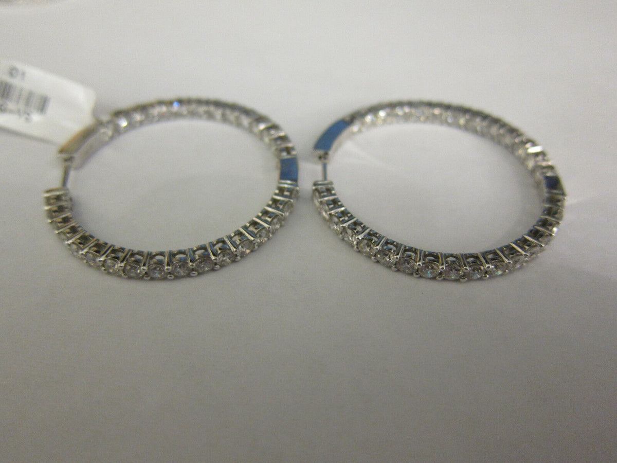 5.01 CT ROUND BRILLIANT G VS1/2 DIAMOND INSIDE OUTSIDE SET HOOP EARRING 18 K