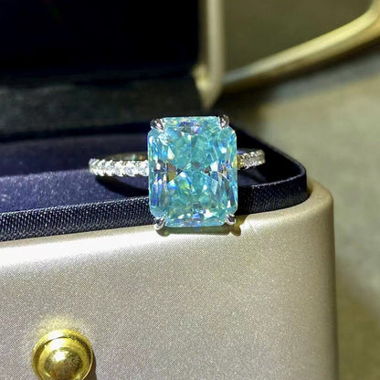 2CT 3CT 5 Carat Baguette Sky Blue Moissanite Ring 100% Diamond Tested - S925