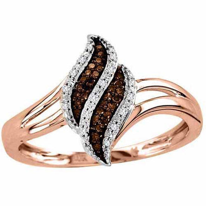 1/10 Carat T.W. Cognac and White Diamond 10Kt Rose Gold Fashion Ring