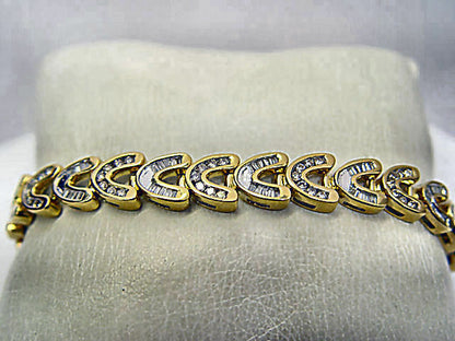 5.93 CT DIAMOND ROUND BRILLIANT BAGUETTE SHAPE CHANNEL SET DIAMOND BRACELET 14 K
