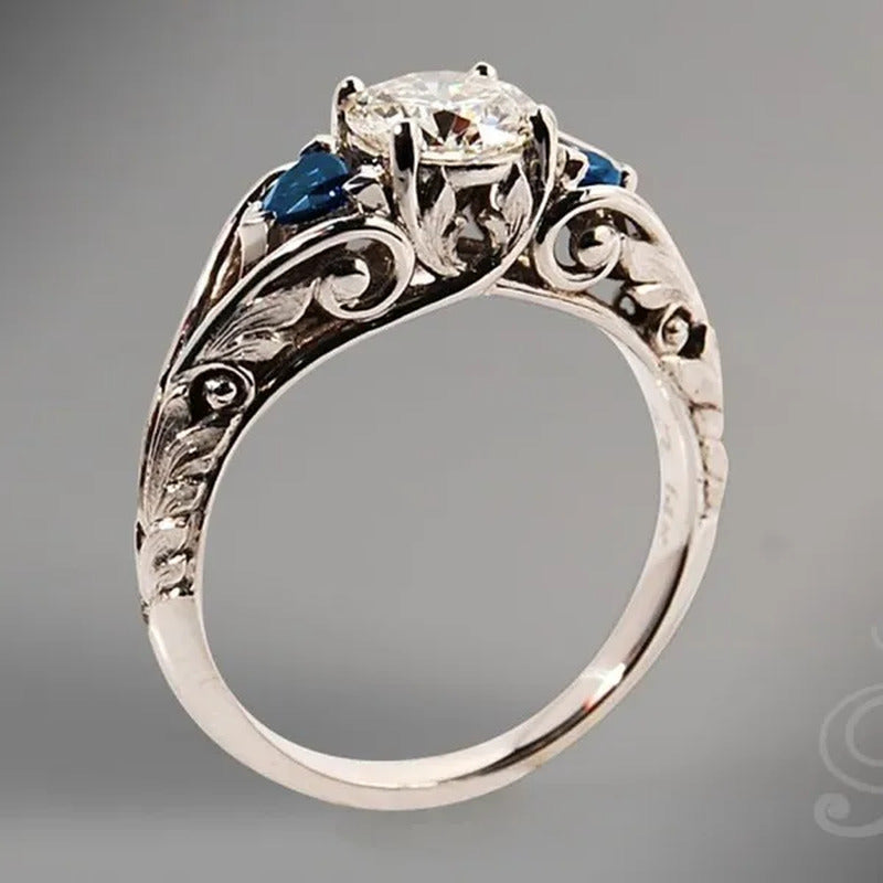 Retro Women'S Ring Princess Cut Diamond Sapphire Antique Proposal Gift Rings Bri