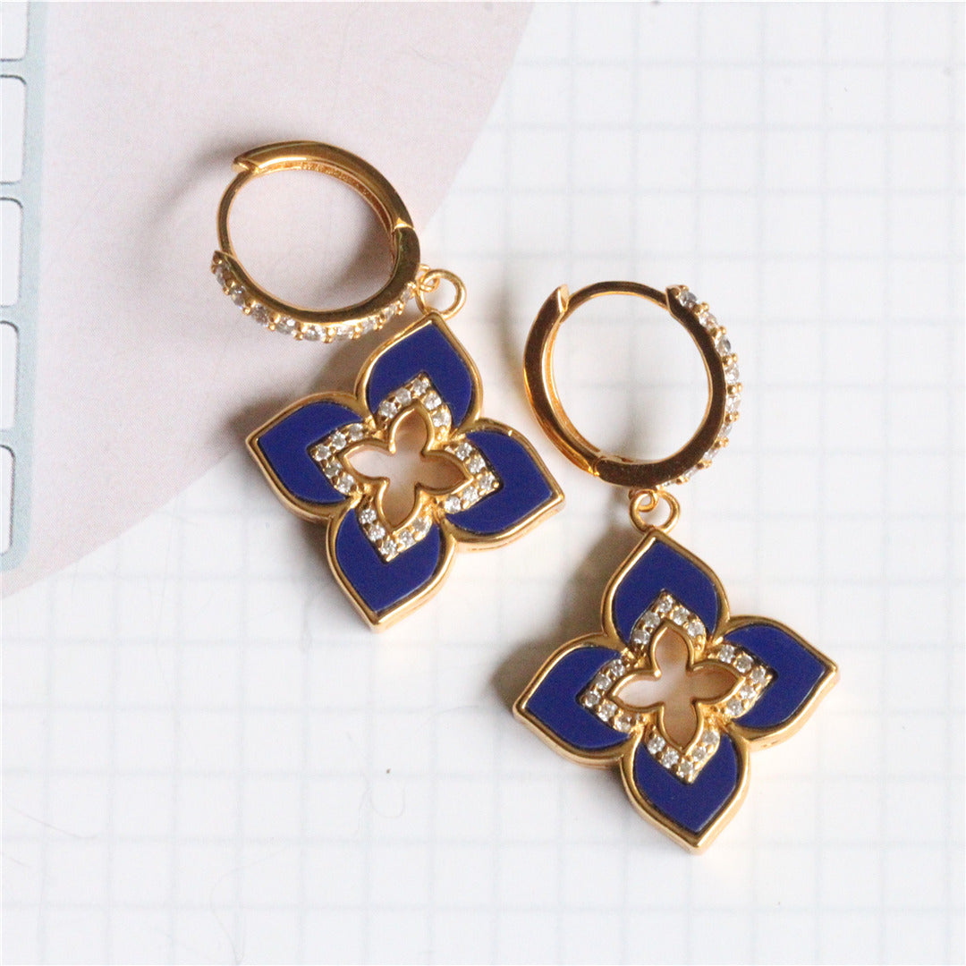 925 Sterling Silver Gilded Classic Four-Leaf Clover Earrings