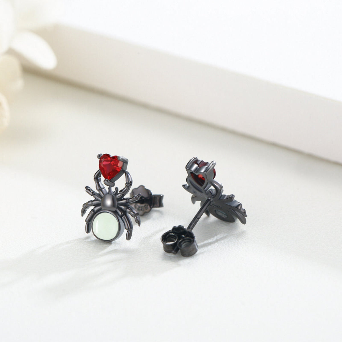 Spider Earrings 925 Sterling Silver Luminous Spider Stud Earrings for Women Glow