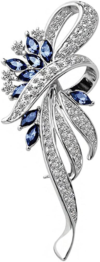 Created Crystal Brooch Fancy Vintage Style Flower Brooch Pin for Women, Girls, L
