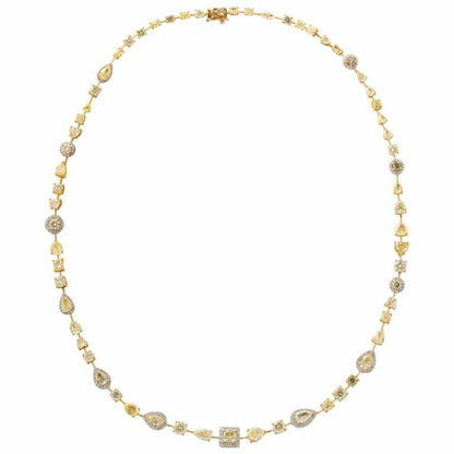 Multishape Yellow and White Diamond Necklace