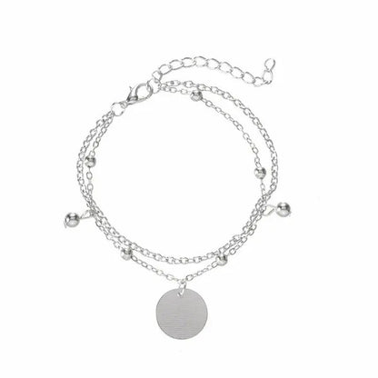 4Pcs/Set New Silver Metal Tassels Sequins Chains Bracelets Set Combination Fashi