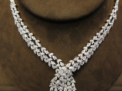 DIAMOND PEAR MARQUISE SHAPE NECKLACE 20 INCH LENGTH INCLUDING DROP 16 INCH NECK