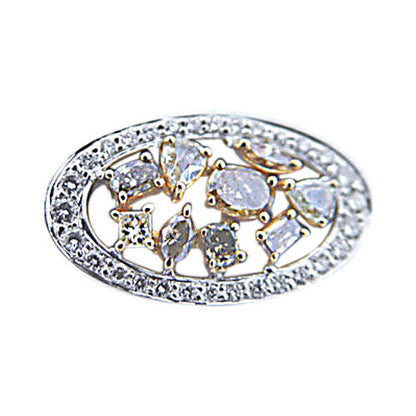 DIAMOND 9 FANCY YELLOW MULTI SHAPE DIAMOND 30 WHITE DIAMOND FANCY COCKTAIL RING