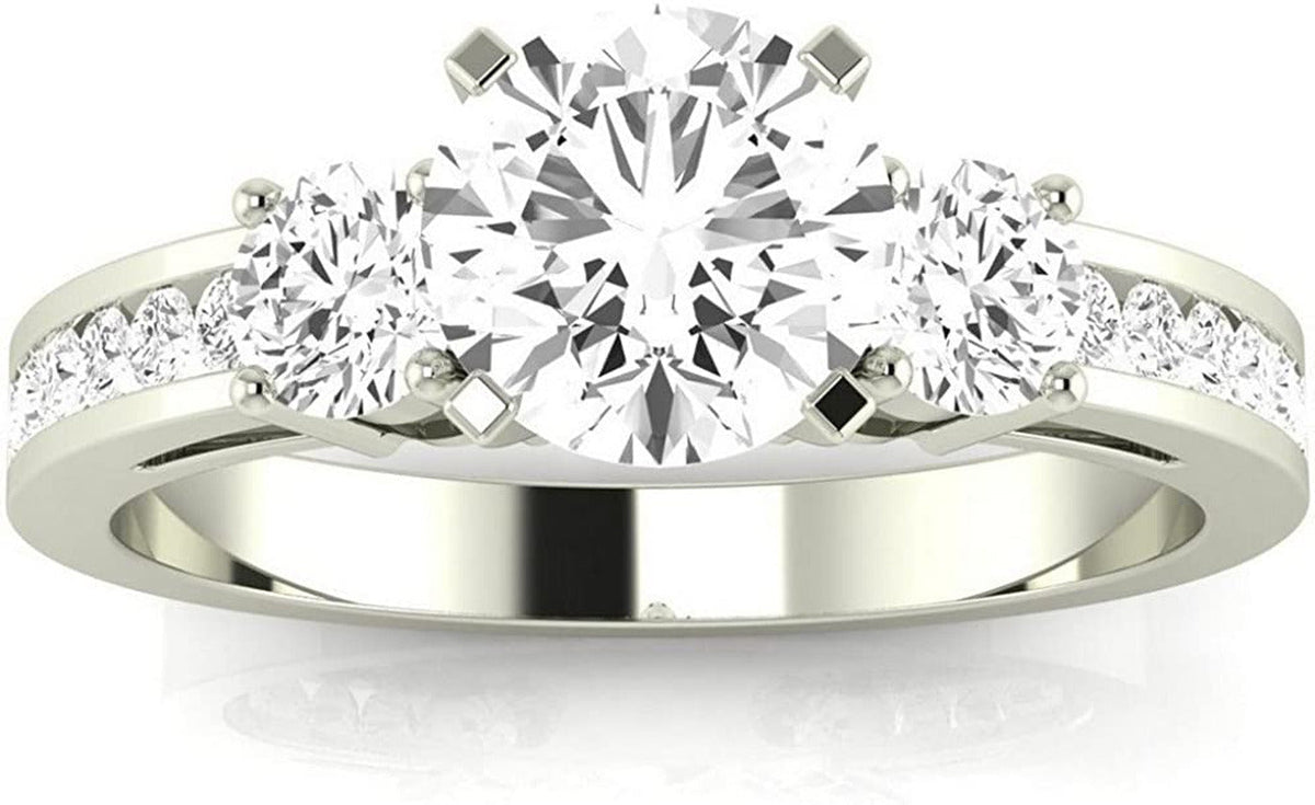 1.1 Carat T.W. round Channel Set 3 Three Stone Diamond Engagement Ring J I1 Clar