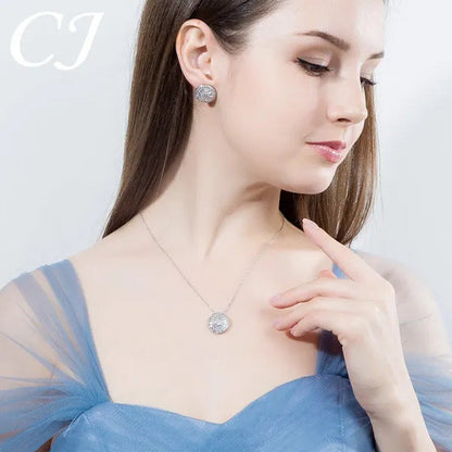 CANDICE Sparkling CZ Diamond White Gold Plated 4Pcs Wedding Jewelry Sets round P