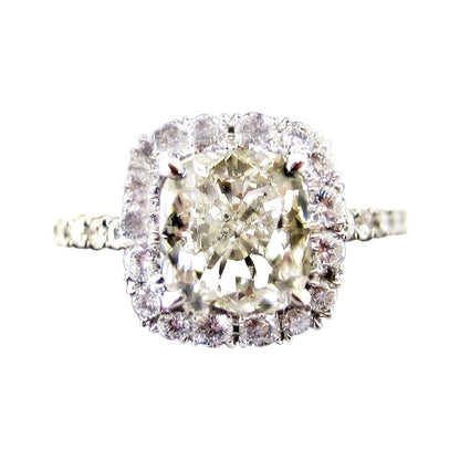 GIA CERTIFIED H COLOR SI1 CLARITY GRADE CUSHION SHAPE DIAMOND ENGAGEMENT RING