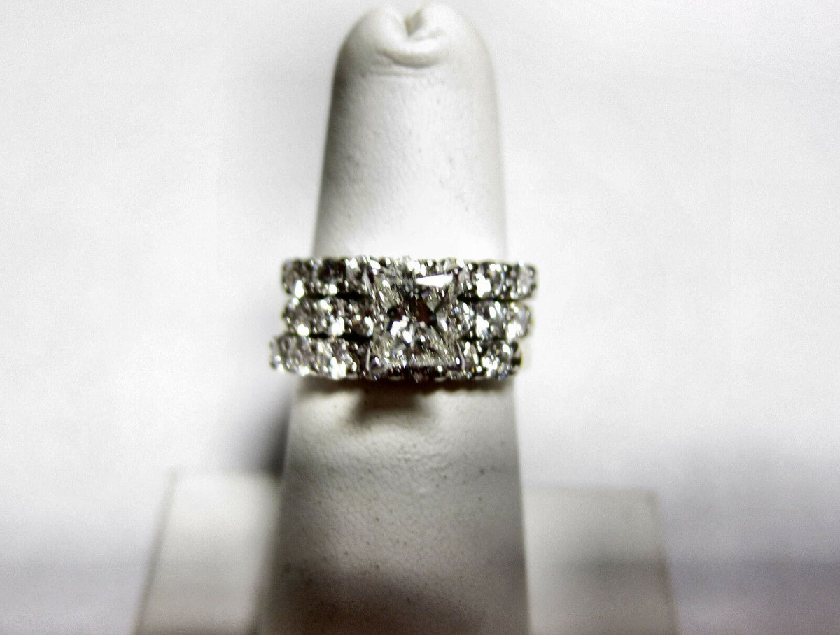 CERTIFIED DIAMOND PRINCESS CENTER SIDE 2 MATCH BAND ROUND BRILLIANT ENGAGEMENT
