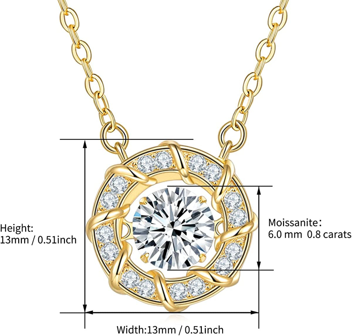 Moissanite Diamond Necklaces for Women,Dancing Heart Pendant Necklaces,925 Sterl