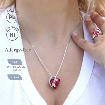 Women’S Silver Plated Infinity Love Heart Pendant Necklace with Birthstone Cryst