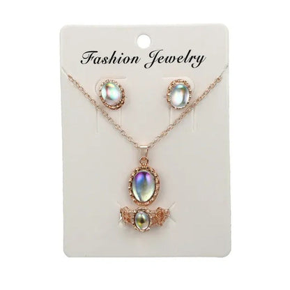 3 Pieces / Set of Natural Opal Jewelry Set Crystal Gemstone Pendant Necklace Ear