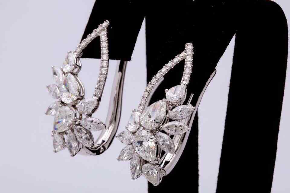 Diamond Cluster Hoop Earring