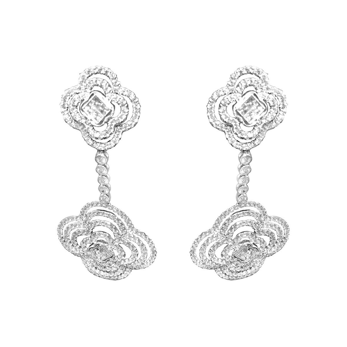 DIAMOND ROUND BRILLIANT SHAPE PRINCESS SHAPE DANGLE EARRING
