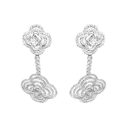 DIAMOND ROUND BRILLIANT SHAPE PRINCESS SHAPE DANGLE EARRING