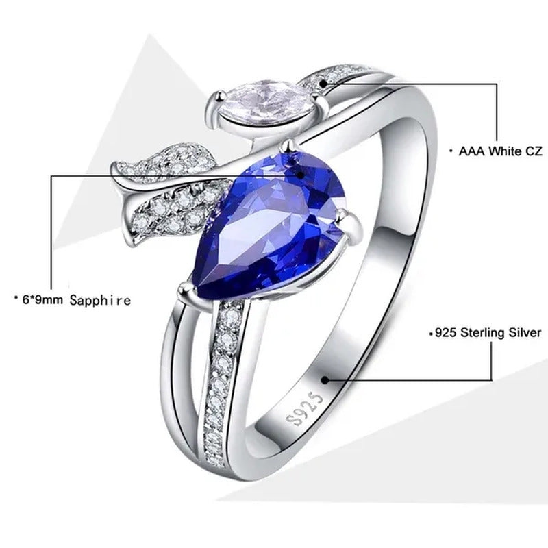 6*9Mm Pear Cut Sapphire & Ruby 925 Sterling Silver Jewelry Vintage Wedding Engag