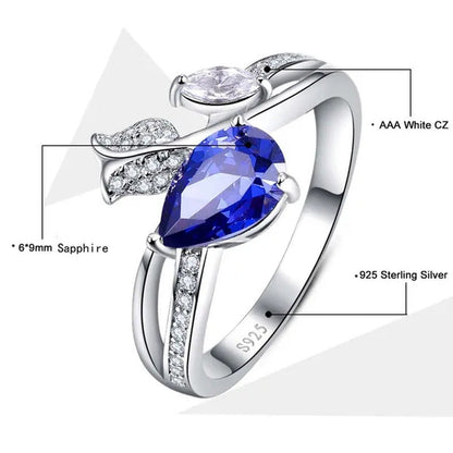 6*9Mm Pear Cut Sapphire & Ruby 925 Sterling Silver Jewelry Vintage Wedding Engag