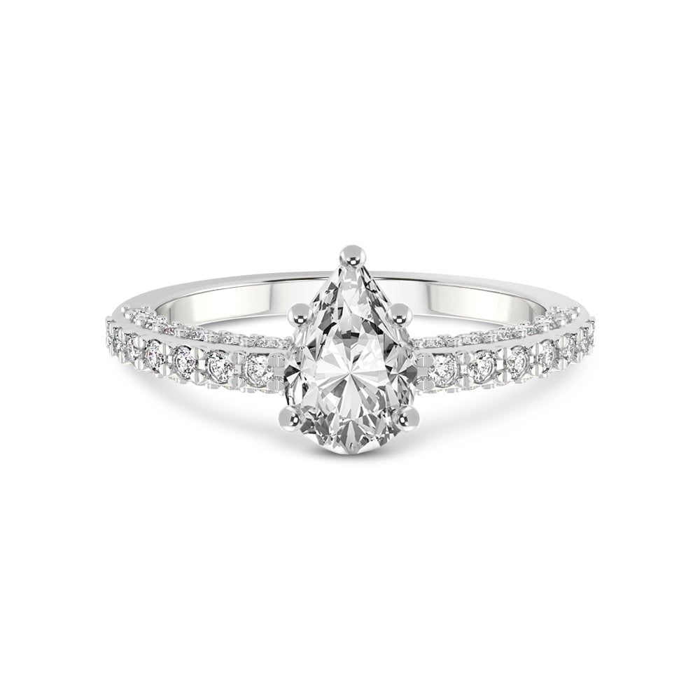 1 Carat IGI Certified Pear Shape Lab Grown Diamond Engagement Ring | 14K White G