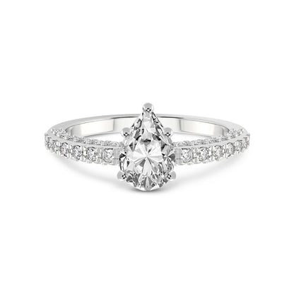 1 Carat IGI Certified Pear Shape Lab Grown Diamond Engagement Ring | 14K White G