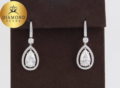 GIA Certified Pear Shaped Diamond Drop Earrings
