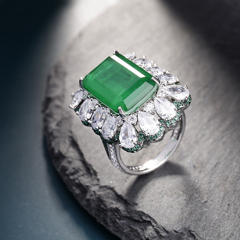 Frosty Sterling Silver Emerald Ring