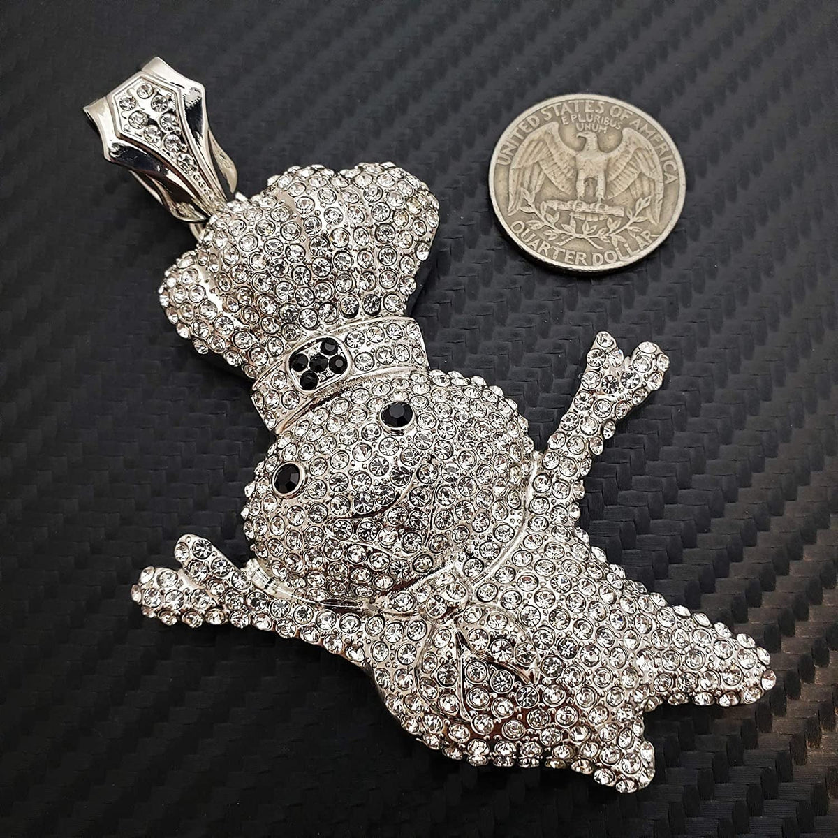 Hip Hop Iced Large DOUGHBOY Pendant & 18" 1 ROW Tennis Choker Chain Necklace