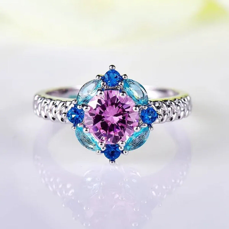 Elegant 925 Sterling Silver Emerald Women Rings Fashion Ruby Amethyst Wedding Pa