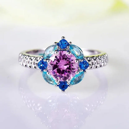 Elegant 925 Sterling Silver Emerald Women Rings Fashion Ruby Amethyst Wedding Pa