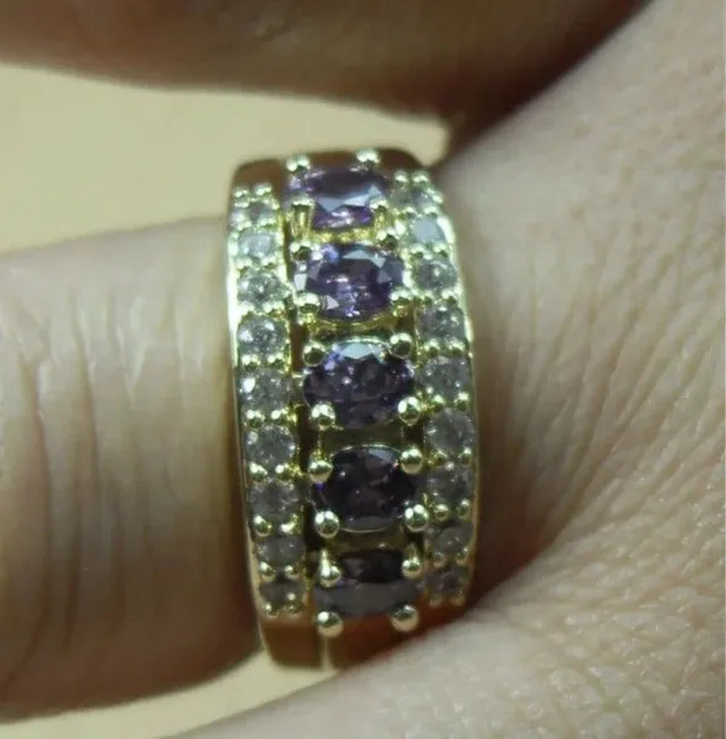 Natural 2.95CT Ruby/Emerald/Sapphire/Alexandrite/White Diamond 14K Yellow Gold R