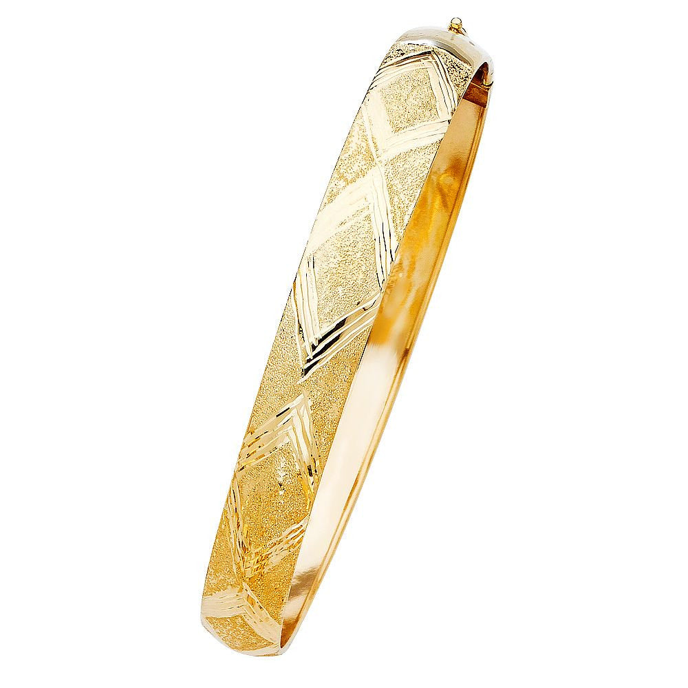 Dimaya Fine Jewelry 14K Yellow Gold 10Mm Diamond-Cut Flexible Bangle Bracelet-8"