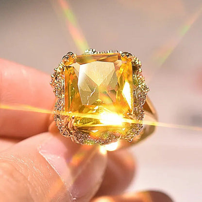 925 Silver Wedding Jewelry Citrine Genuine Gemstone Promise Ring