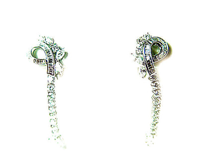 DIAMOND ROUND BRILLIANT BAGUETTE MARQUISE PEAR SHAPE DIAMOND DANGLE DROP EARRING